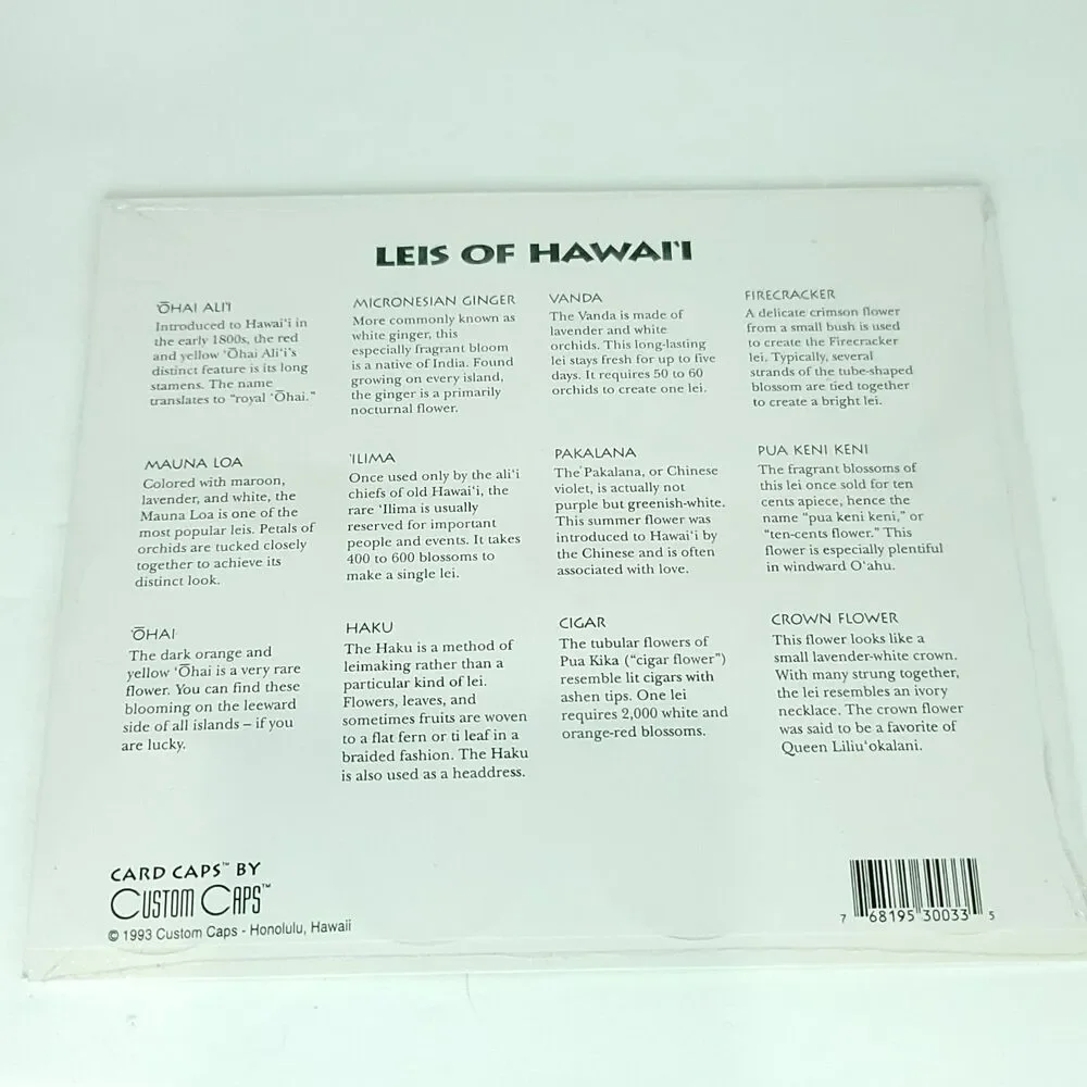 Pogs Leis of Hawaii Custom Caps Sealed On Card NEW